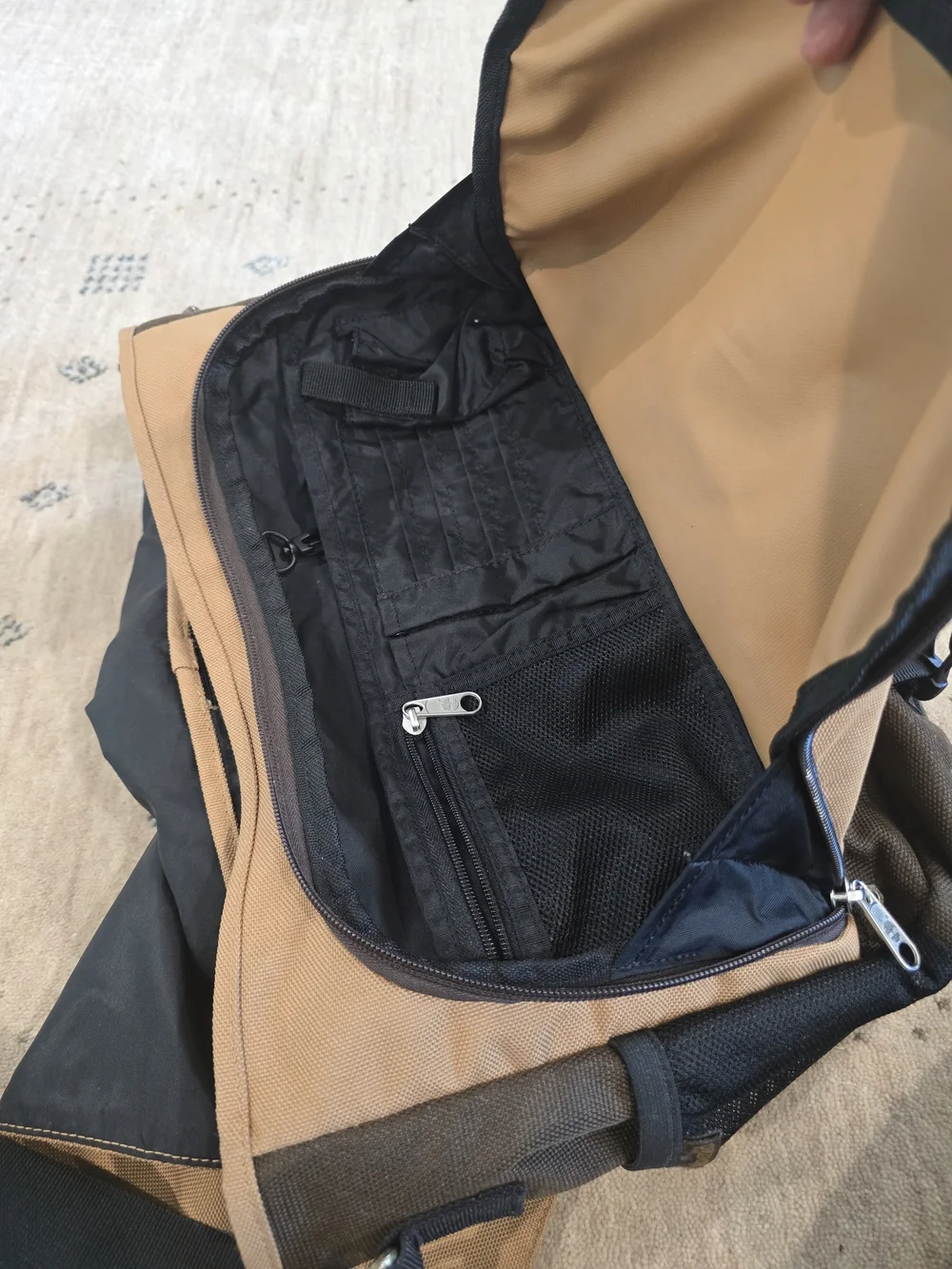 Timberland Brown Canvas and Tan Leather Messenger Bag